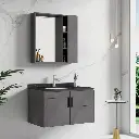 Le Royale Grey Wall Hung Cabinet With Black Basin and Mirror Cabinet - 800 x 500 x 400mm